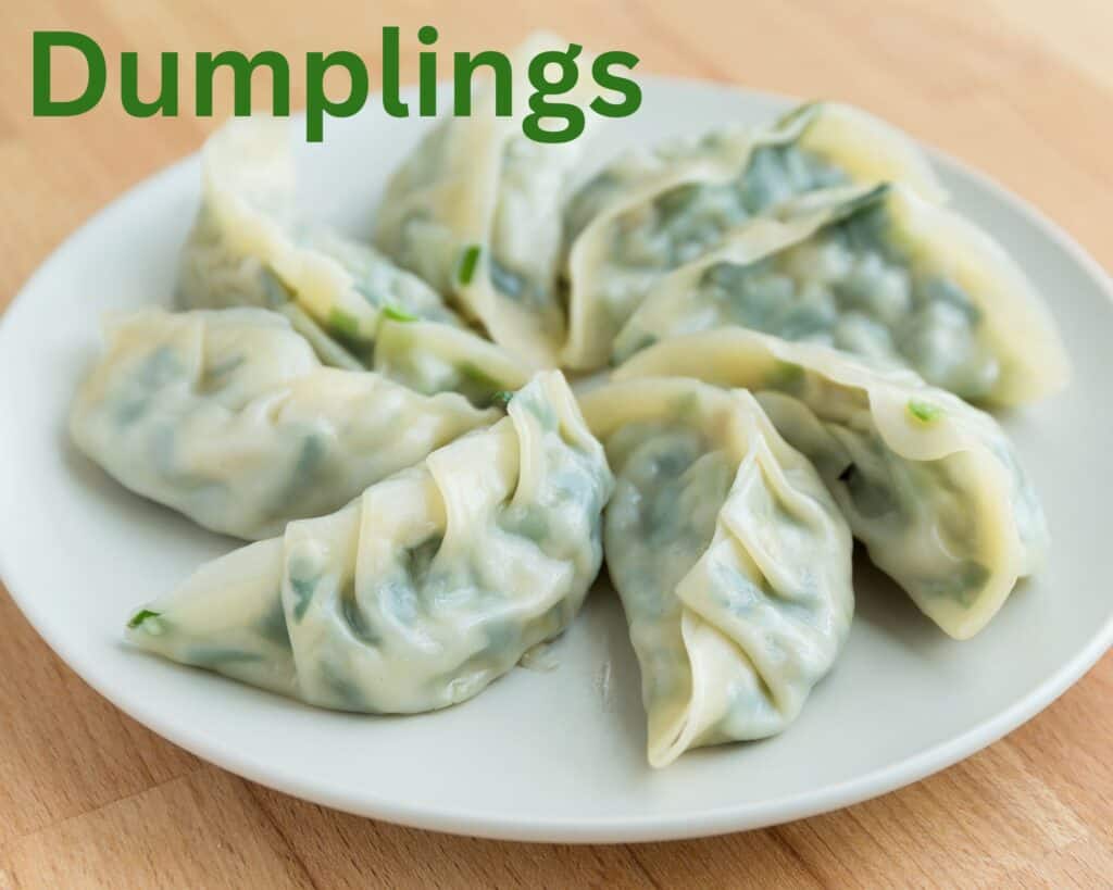 dumplings on white plate