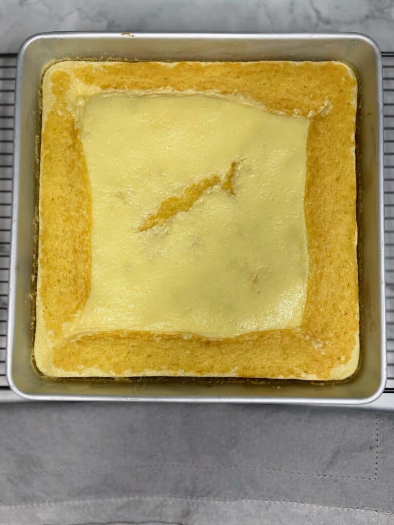 cooked ugly cake in a pan