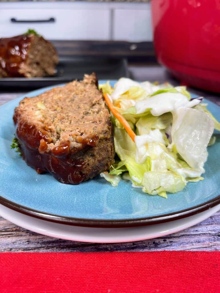 air fryer meatloaf with salad