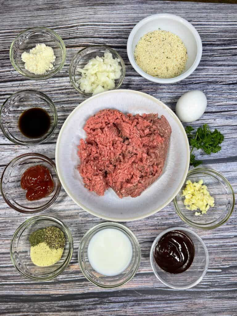 meatloaf ingredients mise en place