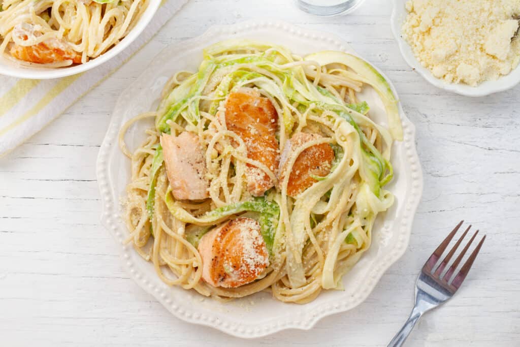 Delightfully Light Salmon Alfredo Drizzle Me Skinny!