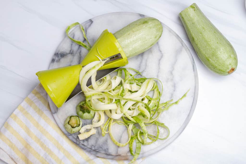 use spiralizer to make zucchini noodles
