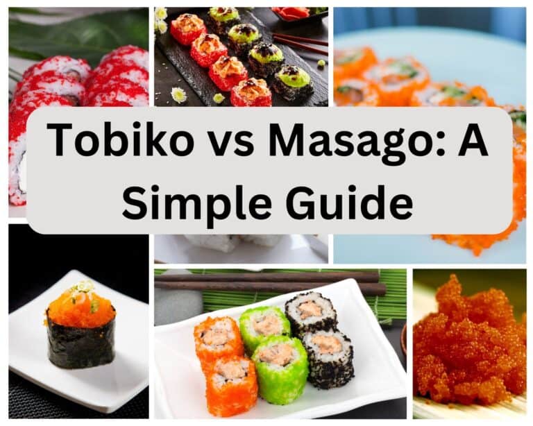 tobiko and masago on white sushi plates