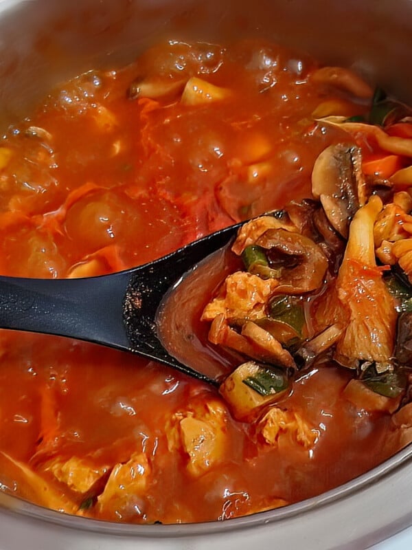 mushroom stew simmering