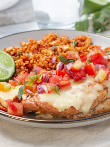 Fiesta lime chicken on clear plate