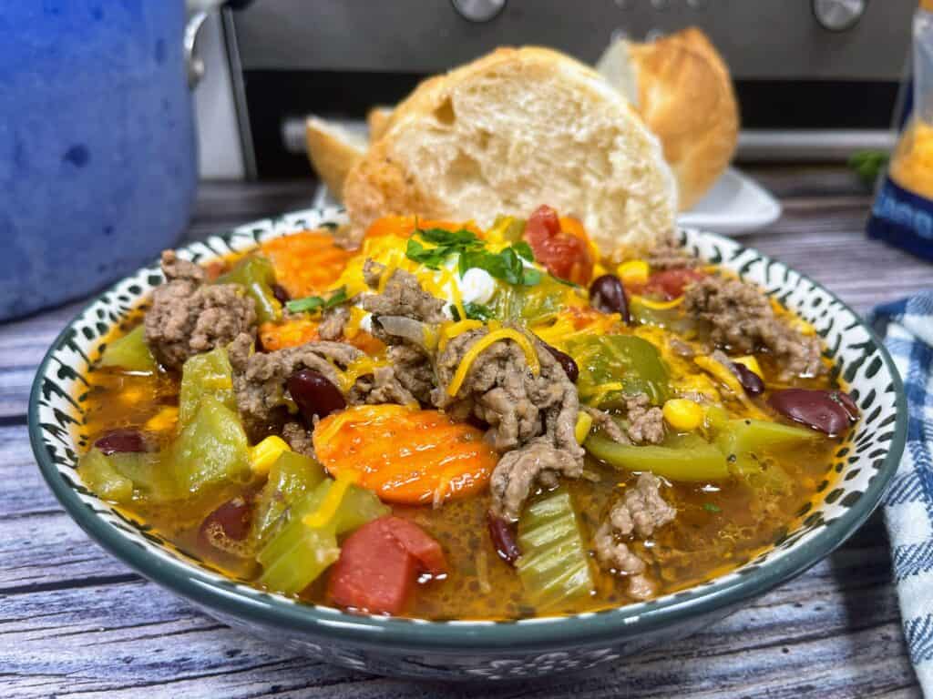 bowl of cowboy soup with bread