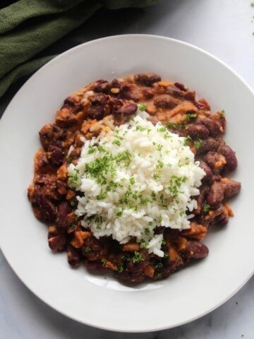 cooked red beans and rice