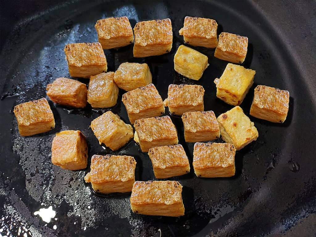 searing tofu in pan