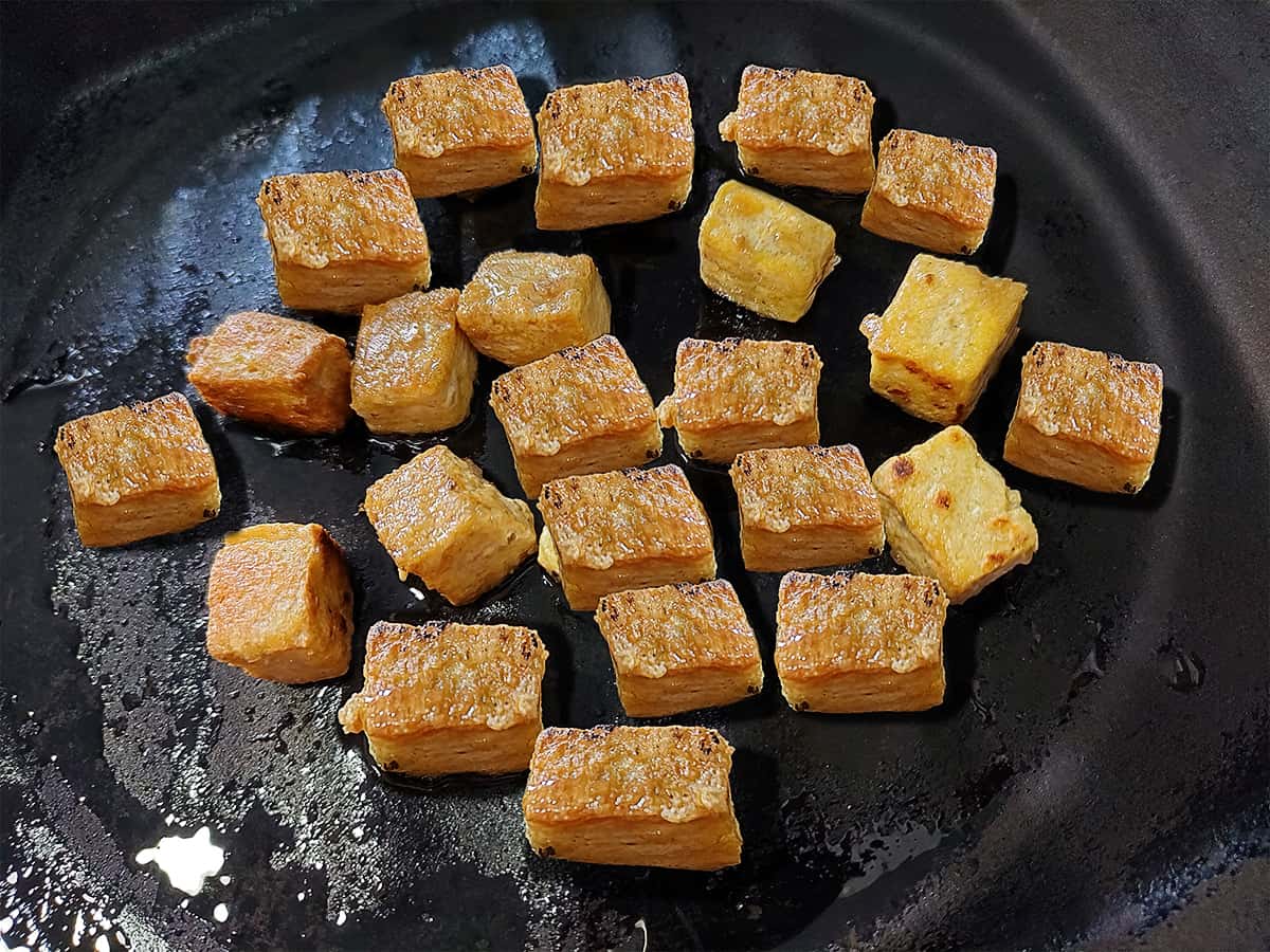 tofu roasting in pan