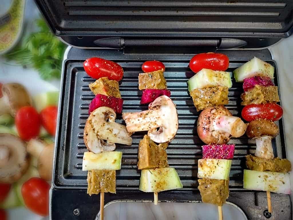 vegan kebabs on the grill