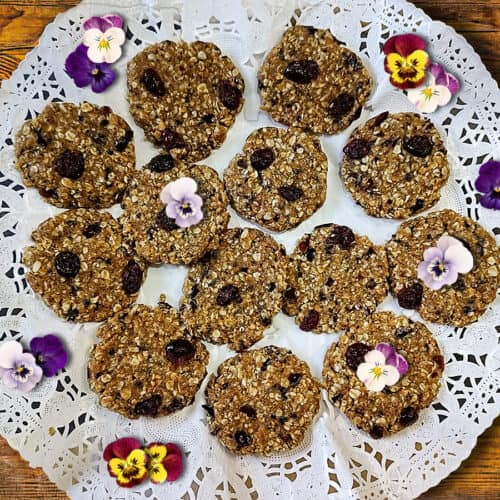 Vegan oatmeal cookies on white plate