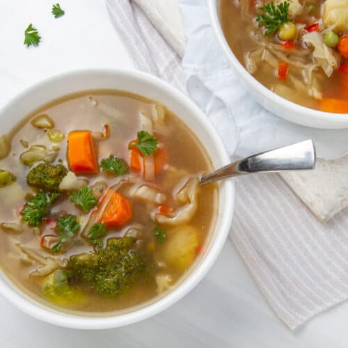 zero point vegetable soup in white bowl