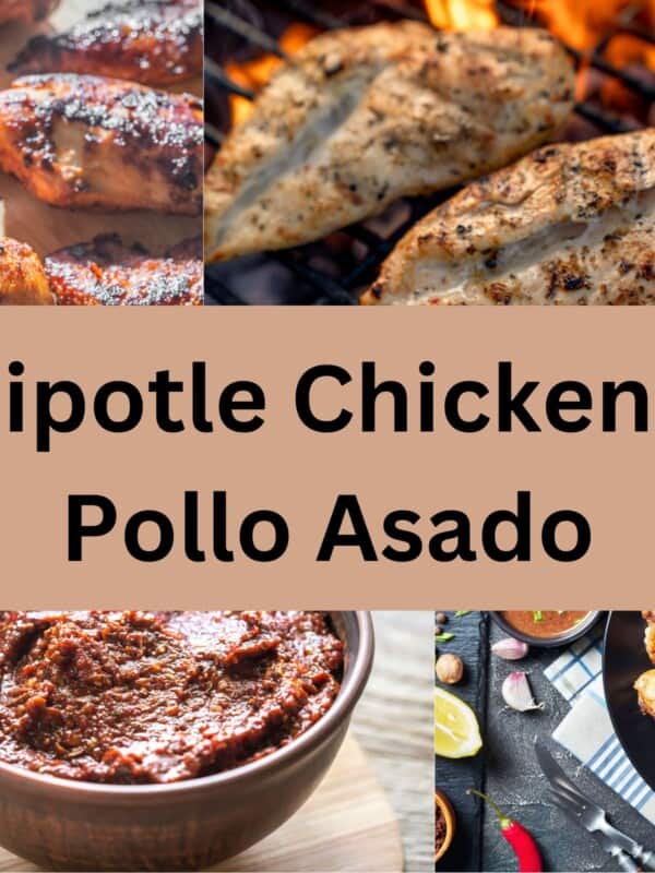 Chipotle Chicken on grill next to pollo asado