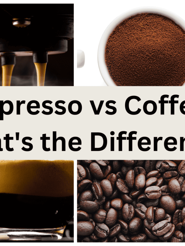 espresso next to coffee beans