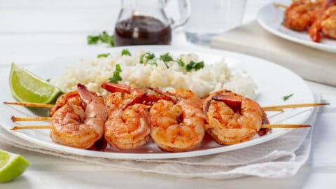 Redrock-grilled-shrimp on white plate