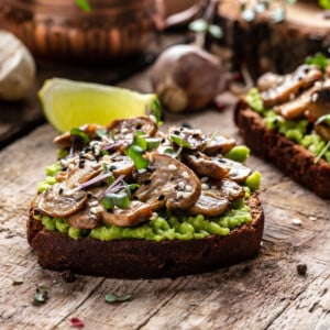 chanterelle mushrooms on avocado toast