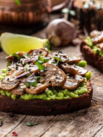 chanterelle mushrooms on avocado toast