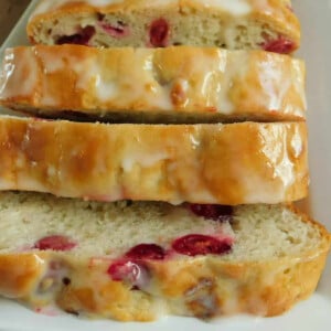 cranberry loaf on white plate