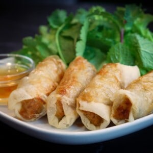 fried spring rolls on a plate