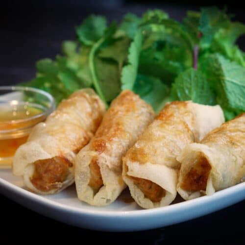 fried spring rolls on a plate