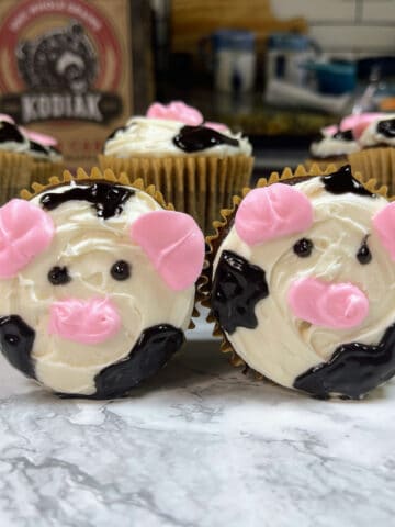 cow cupcakes on counter