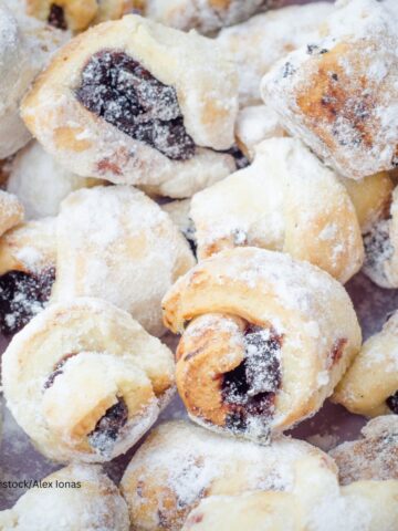 crescent rolls with jam and powdered sugar