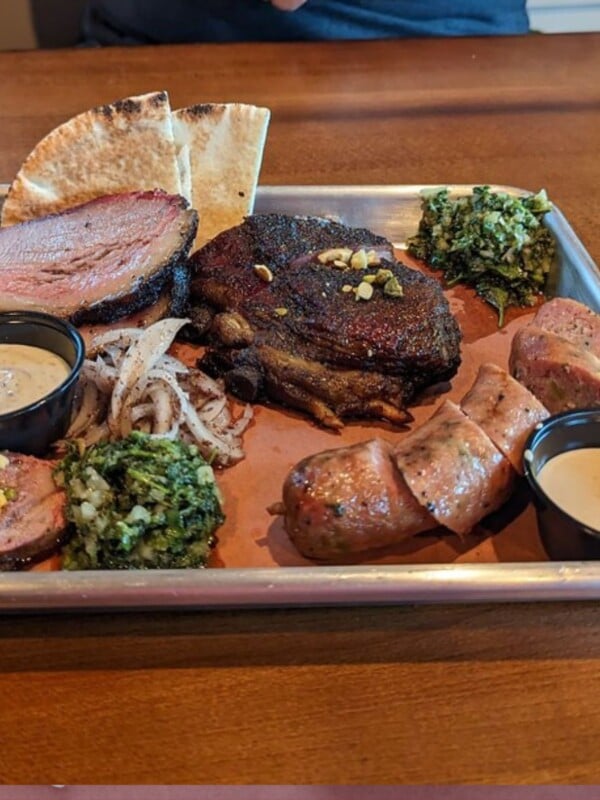 BBQ plate from KG's BBQ in Austin Texas
