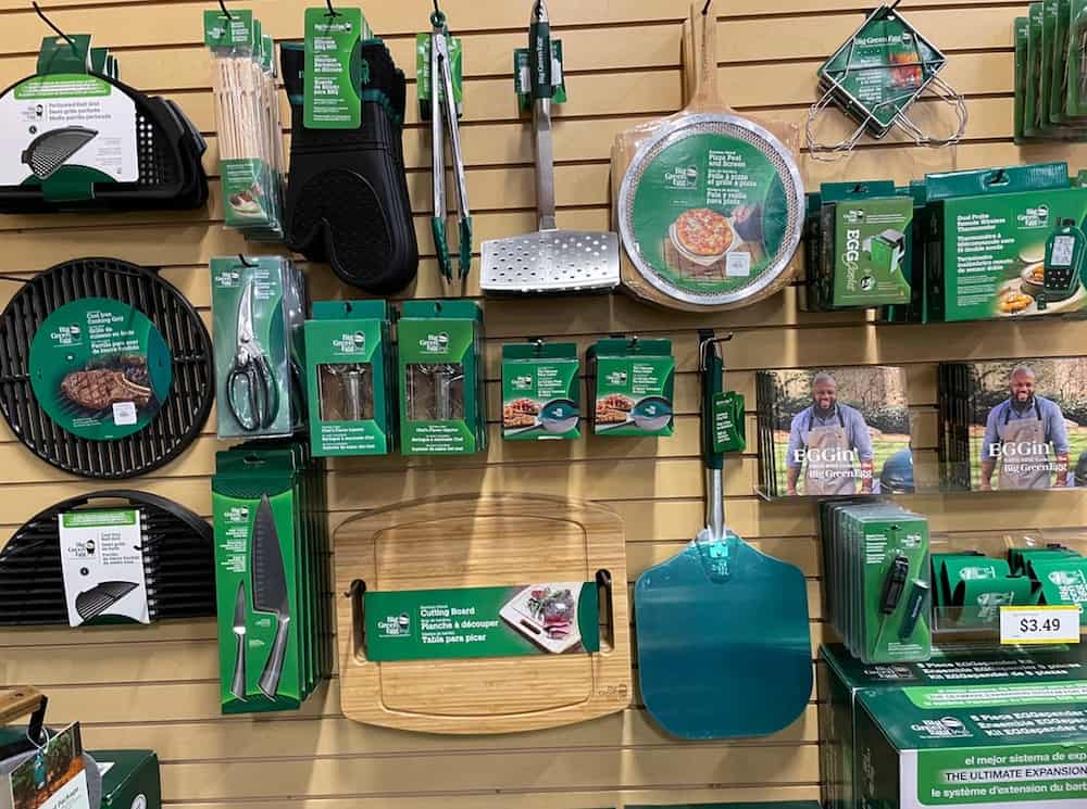 big green egg accessories on display