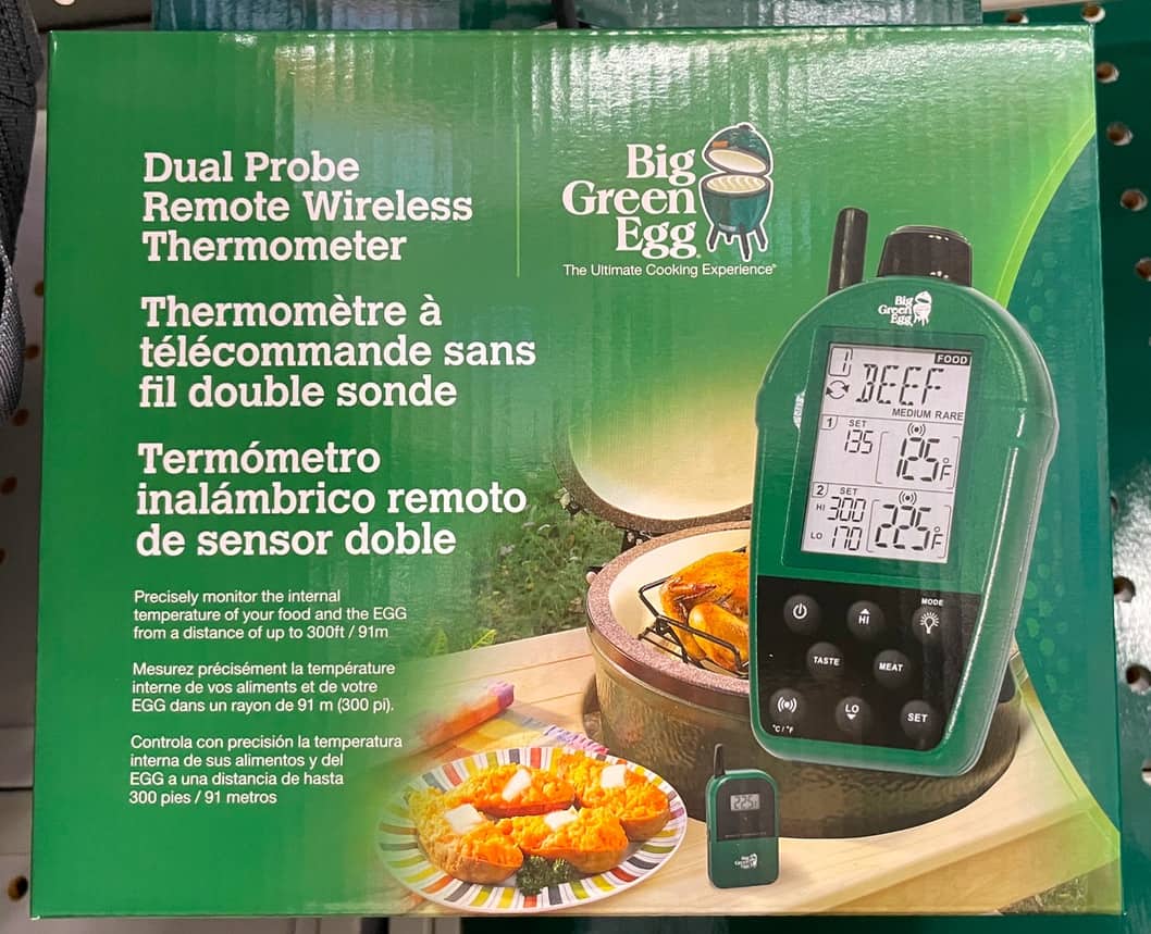 big green egg dual probe remote wireless thermometer in box