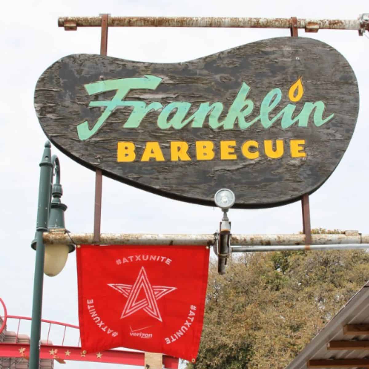 Franklin BBQ Sign outside of store front