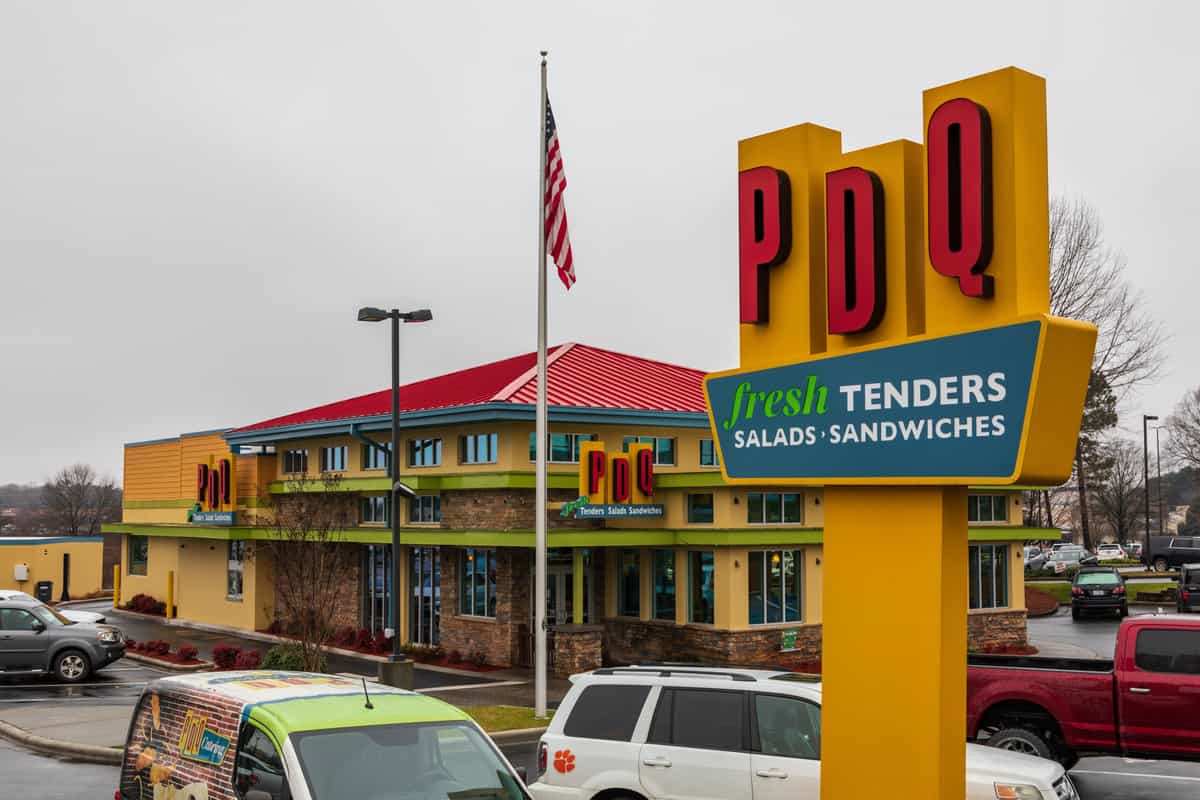 PDQ location from the parking lot. 
