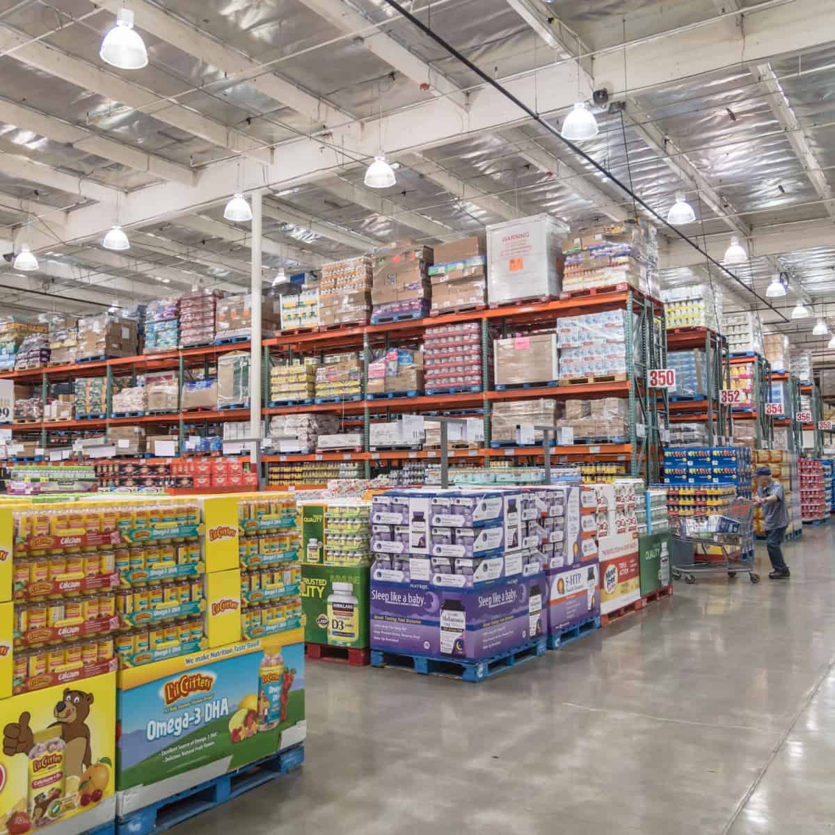 Shelves of products at Costco