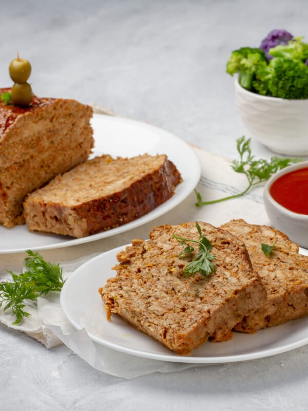 Lightened-up turkey meatloaf with a sugar-free tomato glaze.