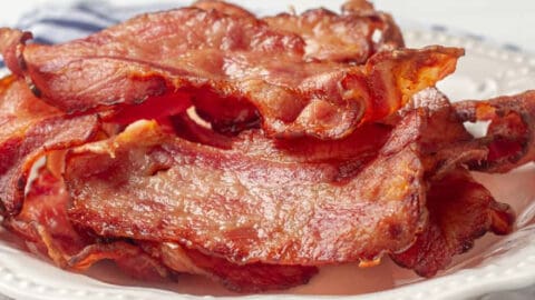 air fryer turkey bacon on a plate