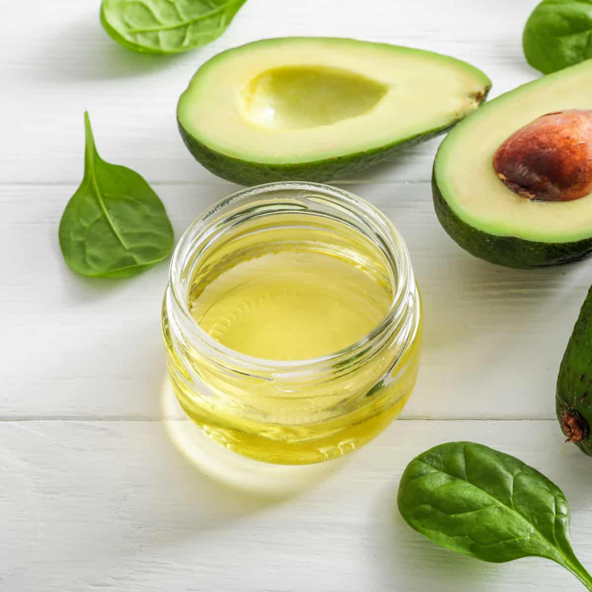 avocado oil in clear jar