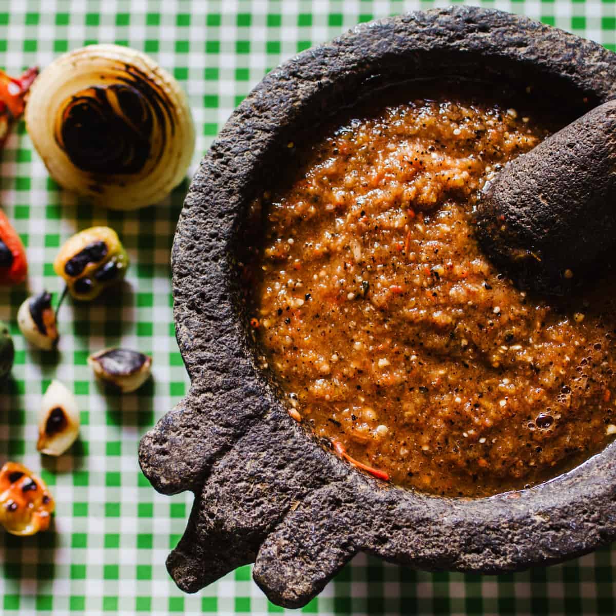 habanero salsa in stone bowl