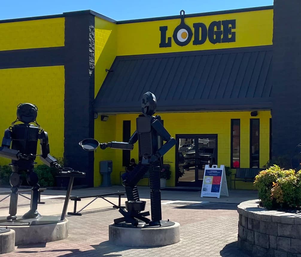 lodge cast iron headquarters with cast iron sculptures