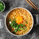 bowl of shin ramen on counter