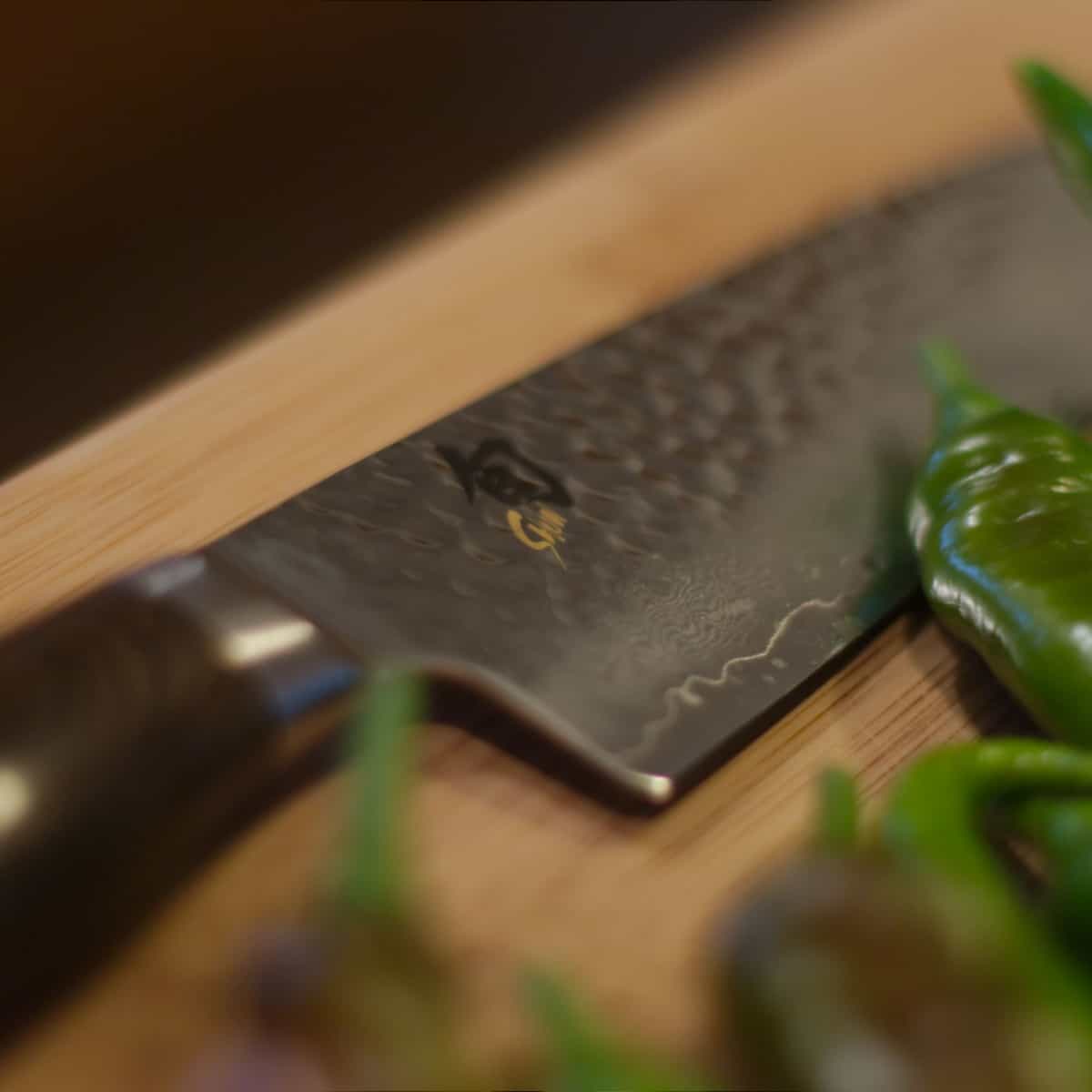 shun knife on cutting board