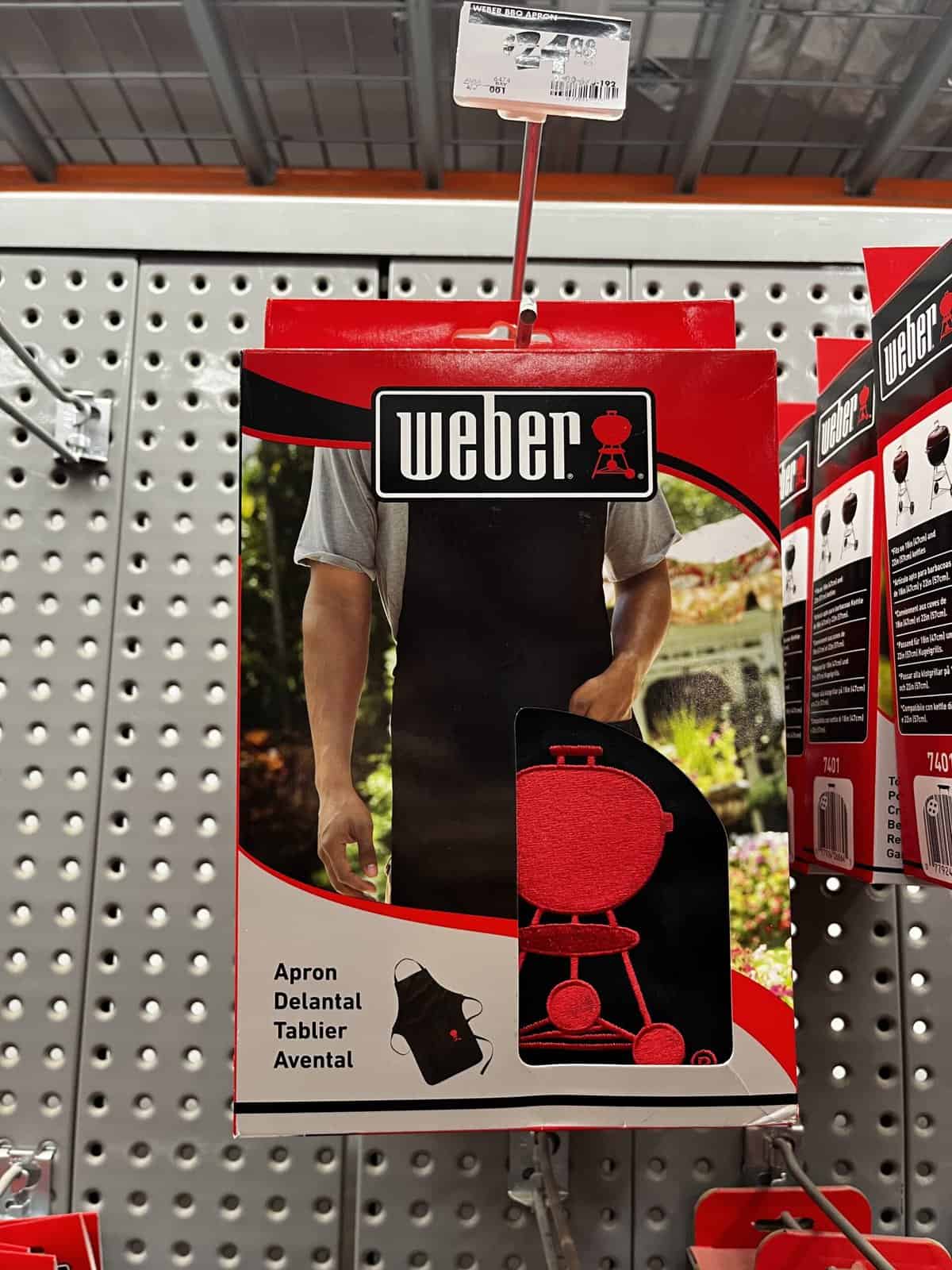 weber apron in packaging on display