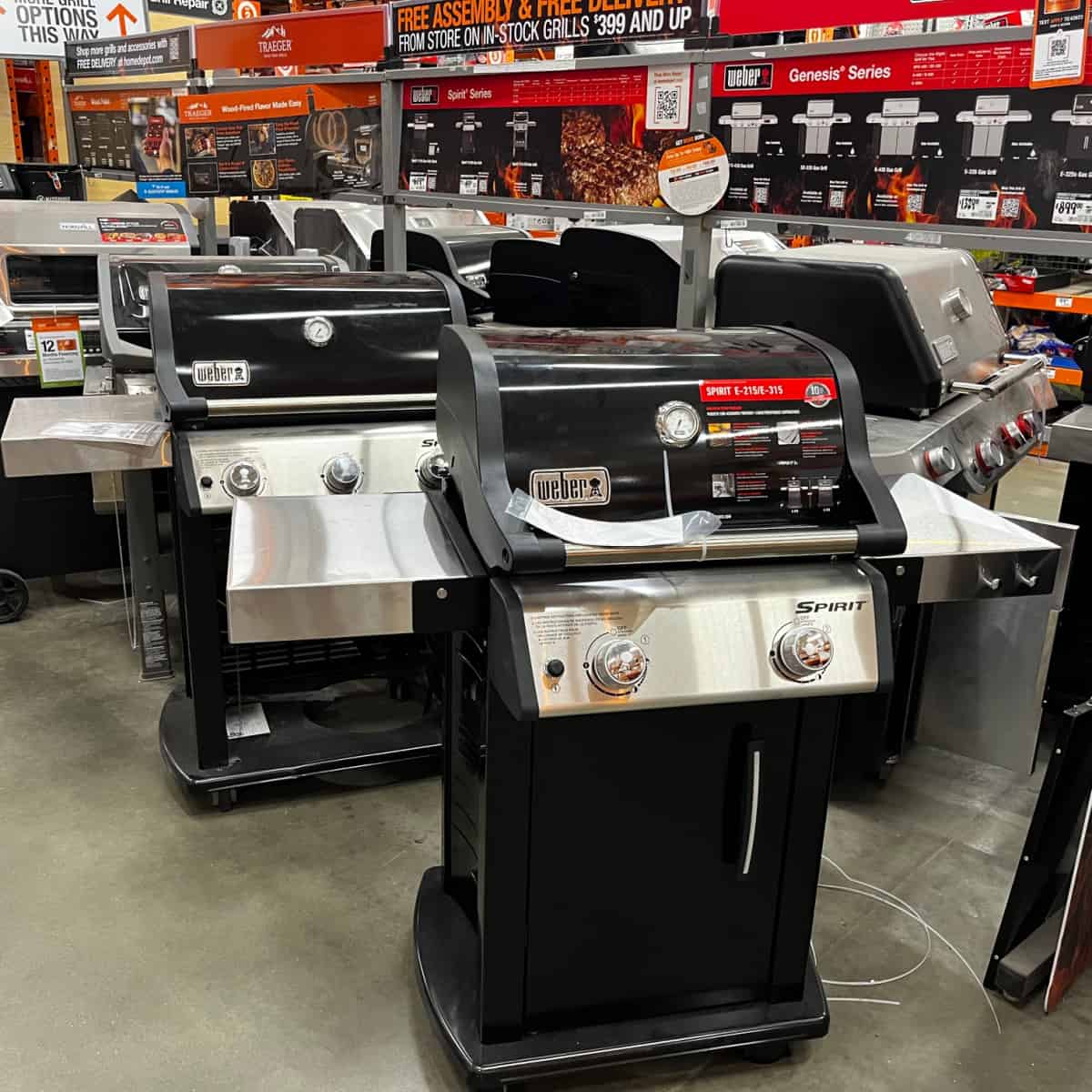 weber gas grills on showroom floor