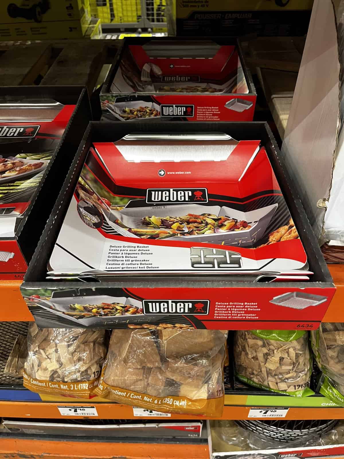 weber grill basket in packaging on display
