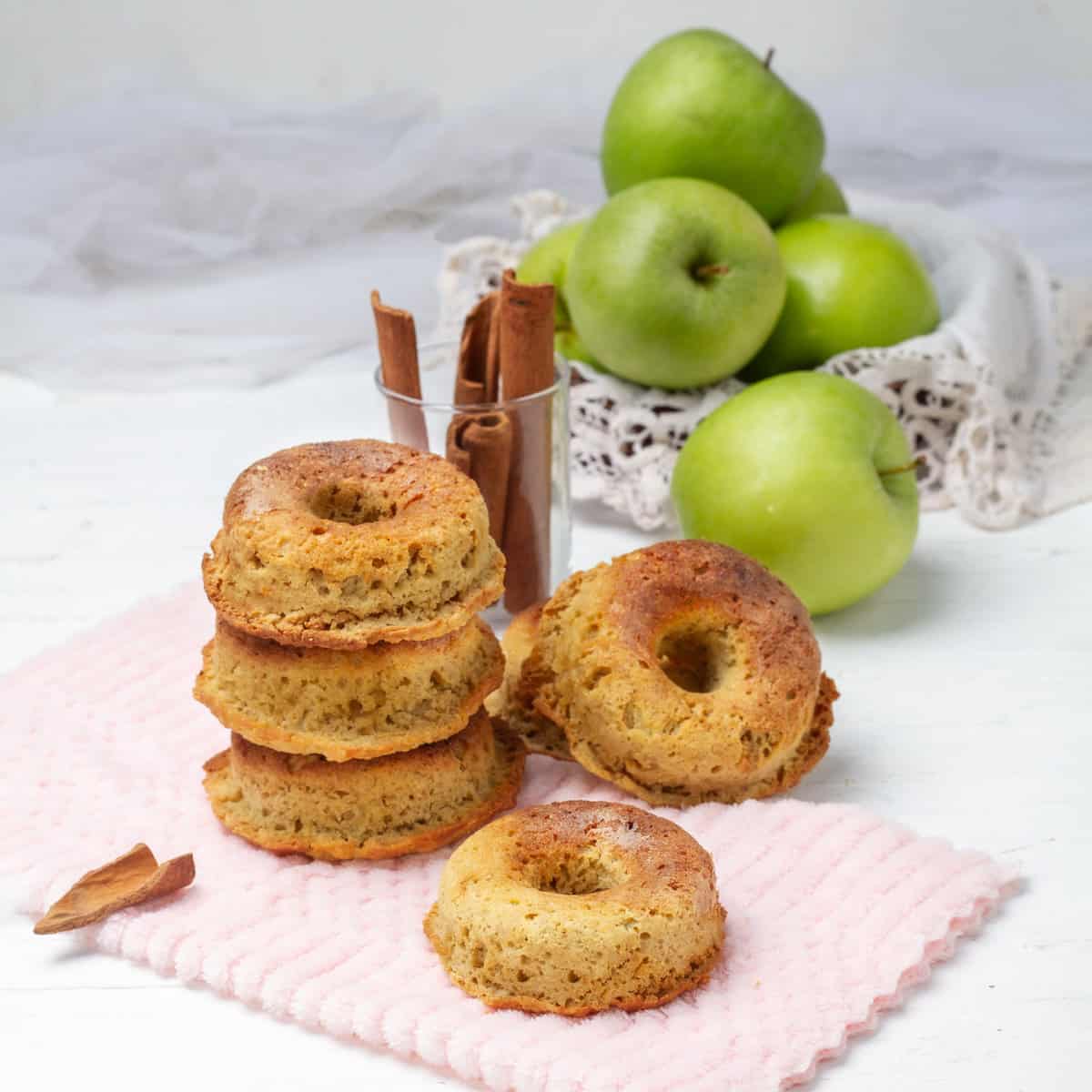 Apple Cider Donuts on pink napkin