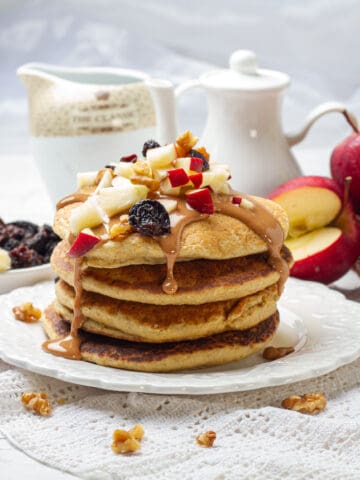 Sweet and satisfying Weight Watchers apple pancakes with garnish.