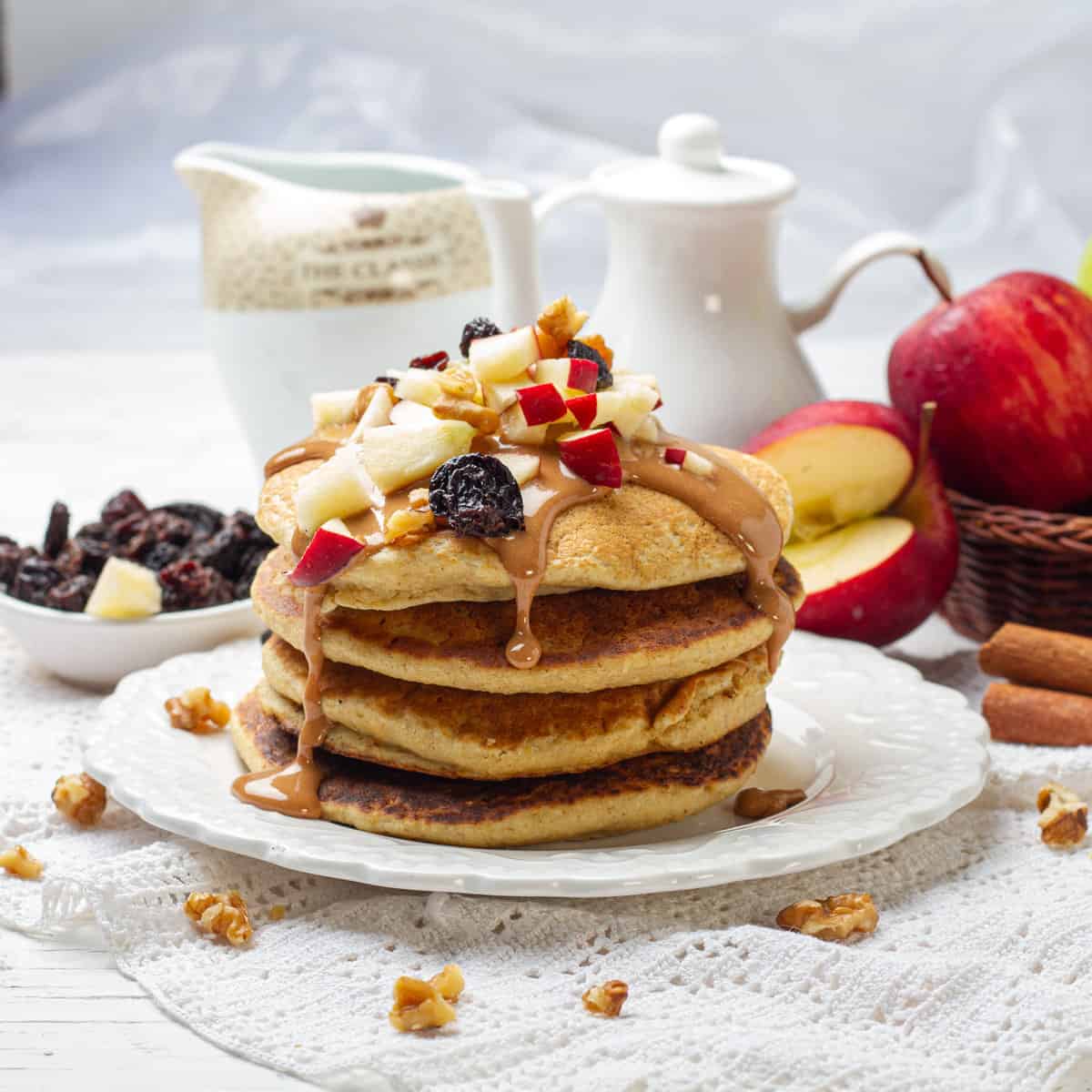 Sweet and satisfying Weight Watchers apple pancakes with garnish.