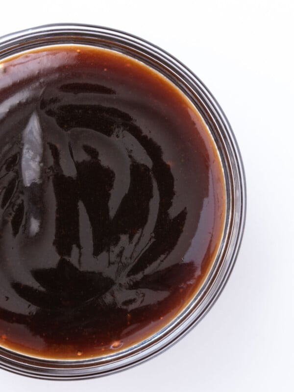 hoisin sauce in clear prep dish