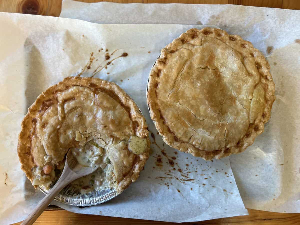 Two perfect baked chicken pot pies