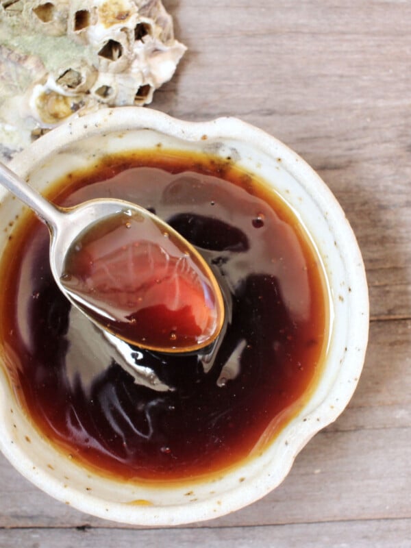 Oyster Sauce in white serving dish
