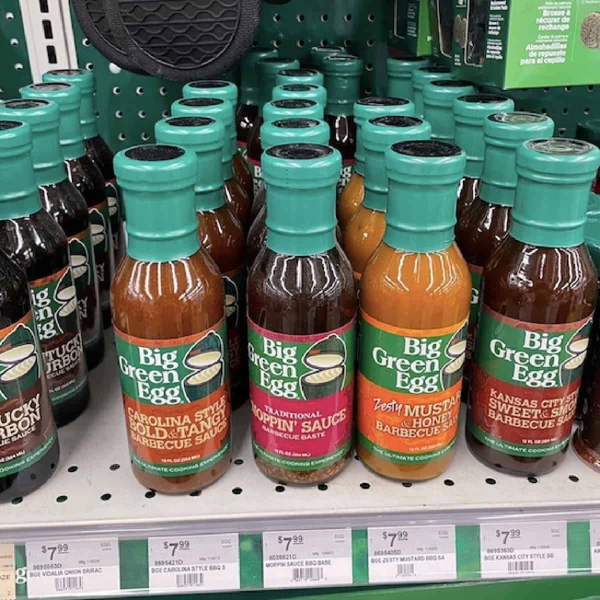 big green egg sauces on display