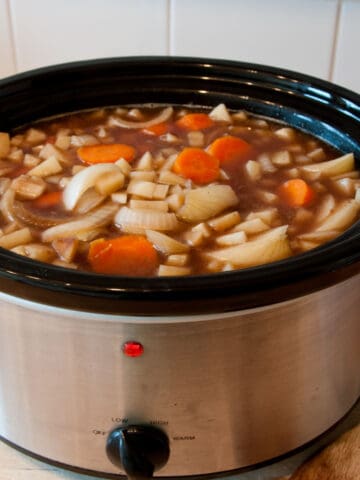Slow cooker cooking Scouse